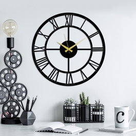 Wallity Pari Reloj de Pared Decorativo de Metal Negro